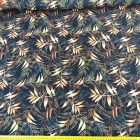 Mintás viszkóz jersey sötétkék / arany / levél  180 cm széles