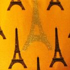 Mintás pamut jersey  okker / fekete / ezüst Eiffel torony  150 cm széles