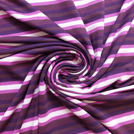 Mintás viszkóz jersey bordó / pink /lila / fehér csíkos 150 cm