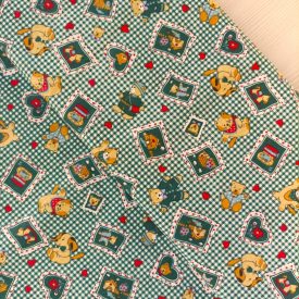   Mintás pamut vászon zöld / fehér / piros / sárga / 140 cm