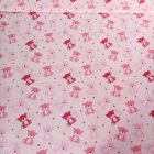 Mintás pamut vászon pink / fukszia macis  140 cm