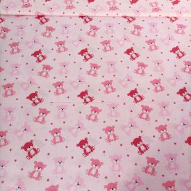 Mintás pamut vászon pink / fukszia macis  140 cm