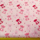 Mintás pamut vászon pink / fukszia macis  140 cm