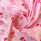 Mintás pamut vászon pink / fukszia macis  140 cm