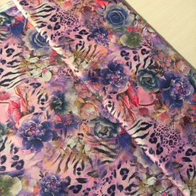 Mintás szatén  digi color virág  / zebra / ocelot  145 cm