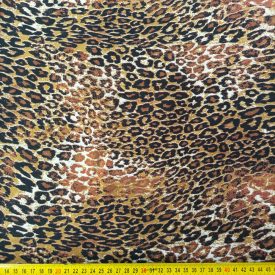   Mintás sztreccs bengalin barna / fekete / homok ocelot  144 - 146 cm széles