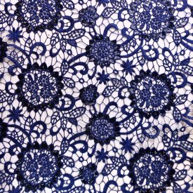 Mintás alkalmi csipke királykék / sötétkék 130 cm