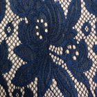 Egyszínű alkalmi csipke olajkék színű 140 cm széles