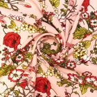 Mintás flokon pink / zöld / piros / fehér  virág  140 cm széles