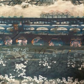 Mintás steppelt színes római tájkép minta  150 cm