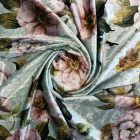 Mintás bársony jersey pink / ezüst / vízkék / sárga / zöld virág 150 cm