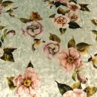 Mintás bársony jersey pink / ezüst / vízkék / sárga / zöld virág 150 cm