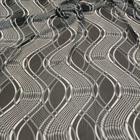   Mintás muszlin fekete / fehér / szürke absztrakt minta 145 cm
