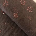 Mintás lenvászon barna virágok flitterrel 142 - 144 cm