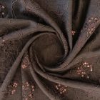 Mintás lenvászon barna virágok flitterrel 142 - 144 cm