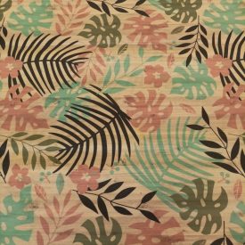   Mintás dekorvászon zöld / keki / mályva / drapp pálma  280 cm széles