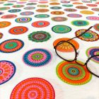 Mintás dekorvászon fehér / piros / zöld / kék / sárga mandala  134 - 136 cm