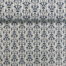 Mintás bengalin fehér / sötétkék halálfejes 