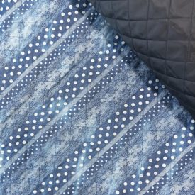 Mintás steppelt kék / fehér farmer hatású 145 cm