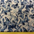 Mintás bársony jersey kék / fehér virág 150 cm