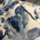 Mintás bársony jersey kék / fehér virág 150 cm