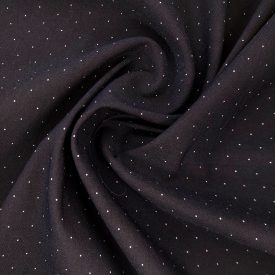   Mintás sztreccs bengalin fekete / fehér apró pöttyös  135 - 140 cm széles