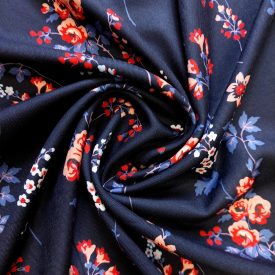   Mintás flokon sötétkék / kék / piros / korall 140 - 145 cm széles