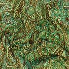 Mintás Jacquard vastag kötött fekete / nyers / türkiszzöld / arany Török minta 147 - 150 cm