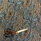 Mintás jacquard vastag kötött fekete, nyers, királykék, arany Török minta 147 - 150 cm