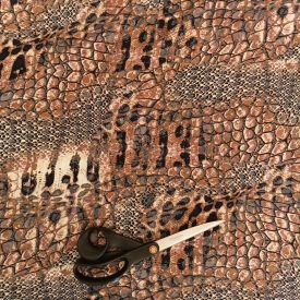   Mintás flokon barna / fekete / nyers krokodilbőr minta 140 cm széles