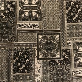   Mintás viszkóz jersey fekete/ fehér / szürke patchwork minta 150 cm