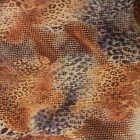 Mintás velúr jersey barna / drapp / fekete / kék ocelot minta 140 cm