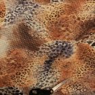 Mintás velúr jersey barna / drapp / fekete / kék ocelot minta 140 cm