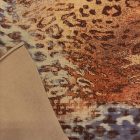 Mintás velúr jersey barna / drapp / fekete / kék ocelot minta 140 cm