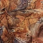 Mintás velúr jersey barna / drapp / fekete / kék ocelot minta 140 cm