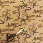 Mintás rugalmas pamut vászon barna / drapp / keki / fangó military minta 144 - 146 cm széles