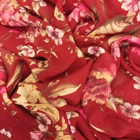   Mintás gergette muszlin terrakotta, mályva, barna, drapp 140 cm