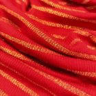 Alkalmi bordás kötött piros, arany csíkos 150 cm