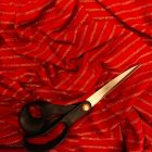 Alkalmi bordás kötött piros, arany csíkos 150 cm