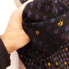 Mintás vastag kötött alkalmi jellegű fekete, lurexes minta 166 -168 cm