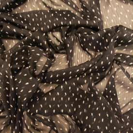 Mintás muszlin fekete, fehér csepp minta 150 cm