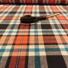 Mintás pamut flanel kék, fehér, narancssárga 142 - 144 cm