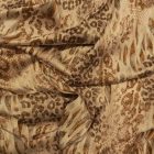 Mintás vékony szatén fehér / szürke / mogyoró ocelot minta 142 - 144 cm