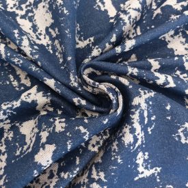 Mintás farmer hatású sztreccs bengalin indigókék 145 cm