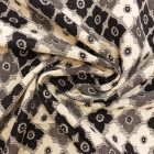 Mintás jacquard lurexes nyers / fekete / szürke / ezüst  145 - 150 cm