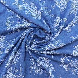 Mintás flokon farmerkék / fehér 146 - 148 cm széles