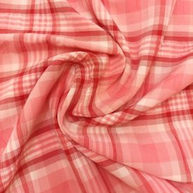 Mintás puplin enyhén gyűrt, kockás 140 cm széles