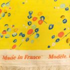 Mintás szatén sárga / kék / narancssárga apró mintás 150 cm széles