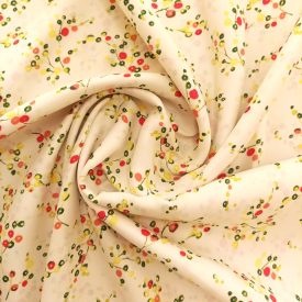   Mintás szatén lfehér / zöld / pink / fukszia apró mintás 150 cm széles