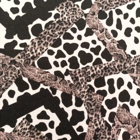   Mintás viszkóz jersey fehér / fekete / szürke 160 cm széles